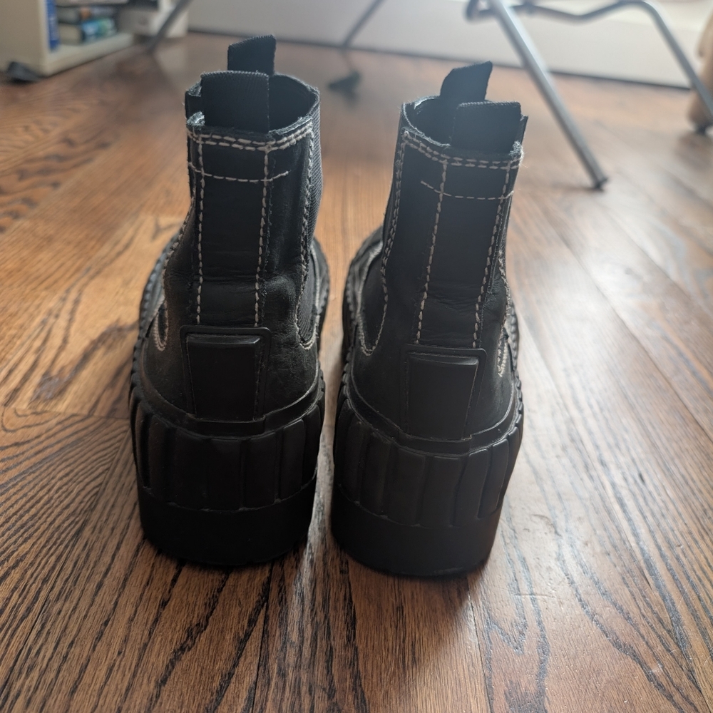 MM6 Maison Margiela Green Black Chunky Lug Chelsea Ankle Platform Boots - Picture 14 of 16
